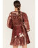 Image #4 - Flying Tomato Women's Paisley Patchwork Smocked Dress, Burgundy, hi-res