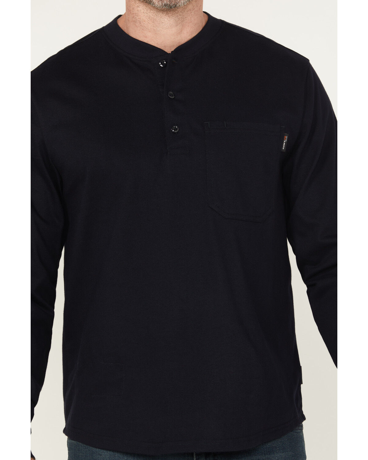 Image #3 - Hawx Men's FR Long Sleeve Pocket Henley - Big & Tall, Navy, hi-res
