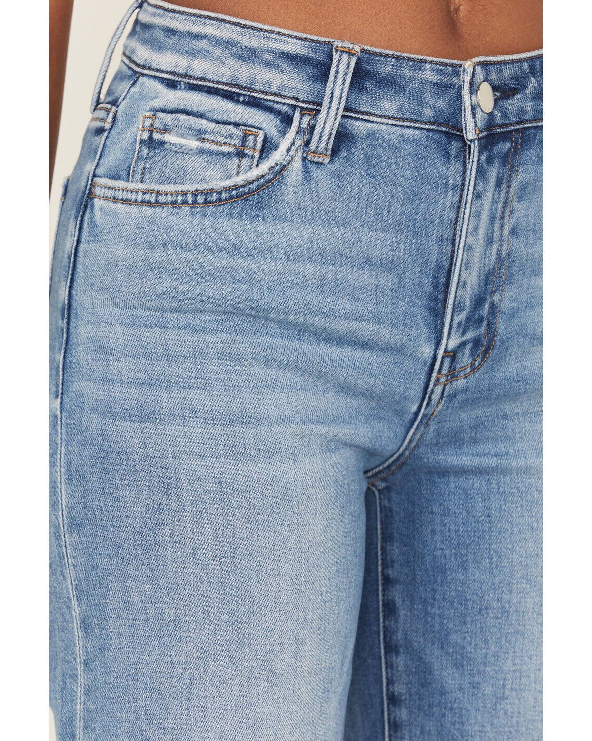 Image #2 - Vervet Women's Medium Wash High Rise Cuffed Wide Leg Denim Jeans, Medium Wash, hi-res