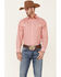 Panhandle Select Men's Red Geo Print Long Sleeve Snap Western Shirt , Red, hi-res