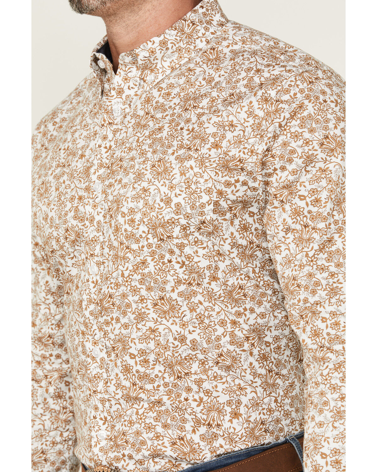 Image #3 - Cody James Men's Waylen Floral Print Long Sleeve Button-Down Stretch Western Shirt, Brown, hi-res