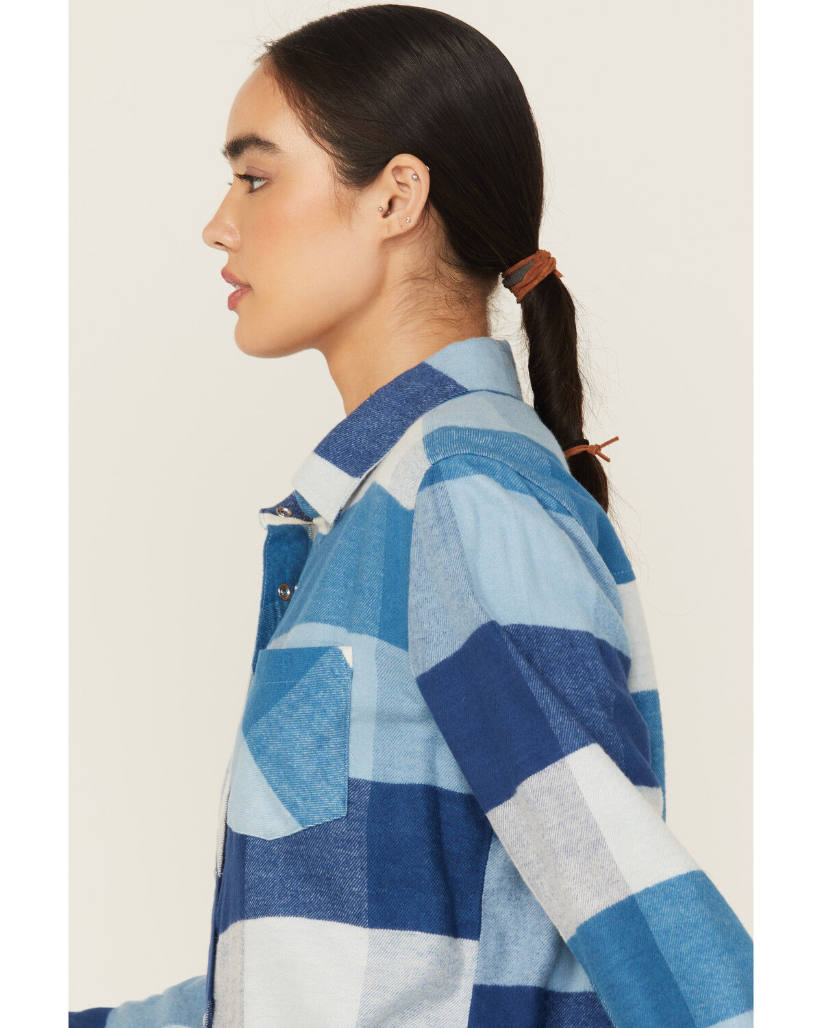 Image #2 - Idyllwind Women's Plaid Print Long Sleeve Snap Flannel Shirt, Light Blue, hi-res