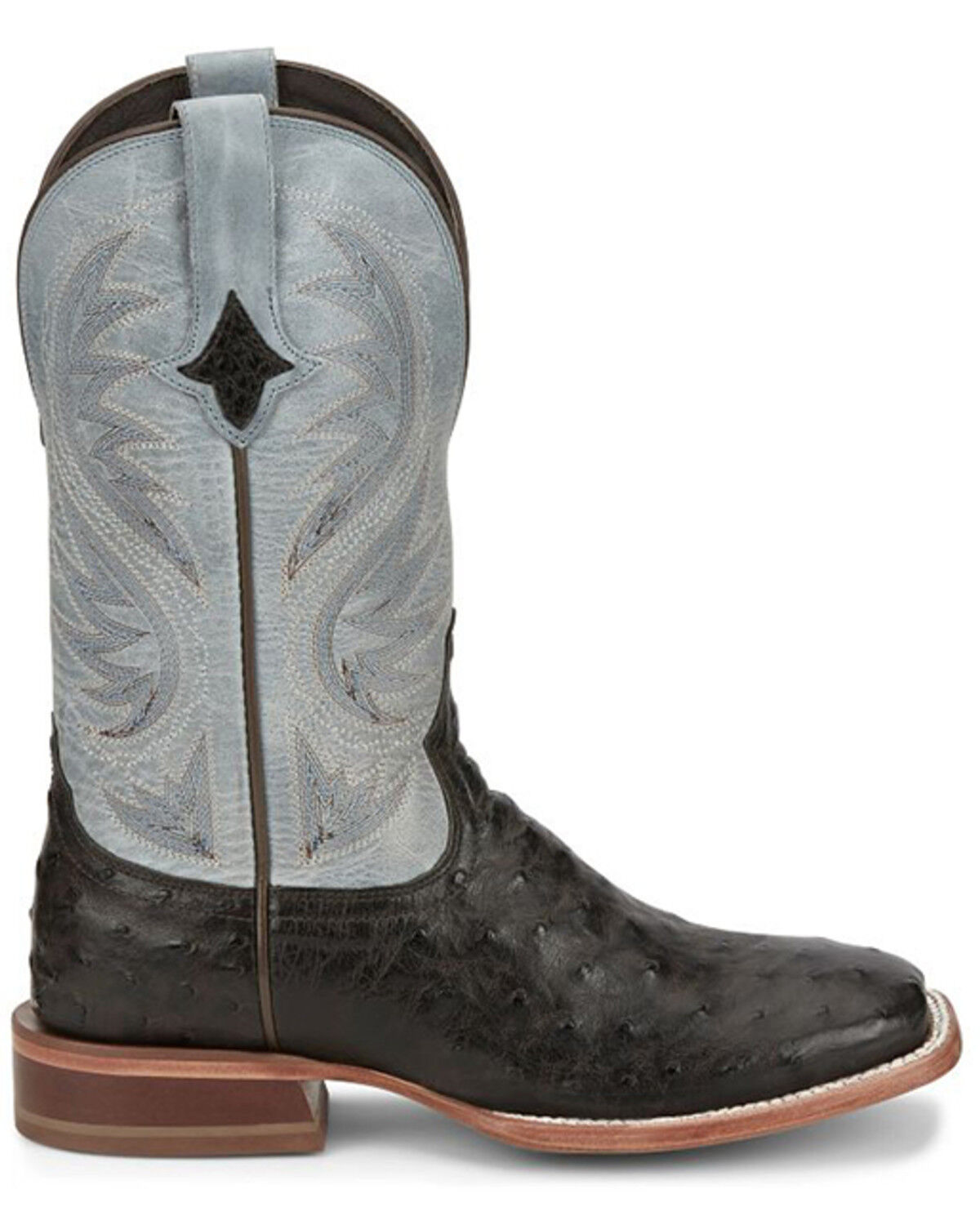 Image #2 - Tony Lama Men's Searcy Exotic Full Quill Ostrich Western Boots - Broad Square Toe, Dark Blue, hi-res