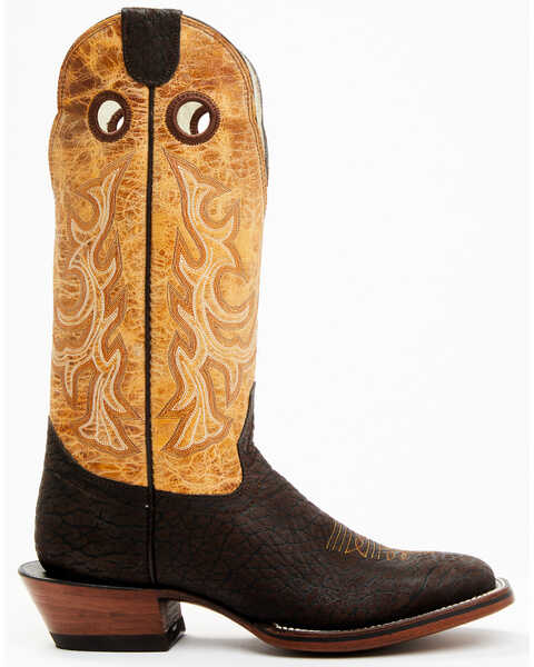 Image #2 - Hondo Boots Men's Bullhide Western Boots - Broad Square Toe, Brown, hi-res