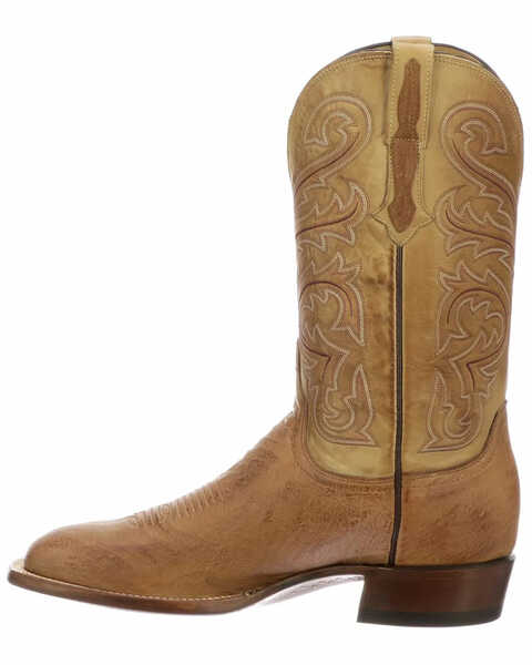 Lucchese Men's Handmade Light Brown Lance Smooth Ostrich Boots - Square Toe , Lt Brown, hi-res