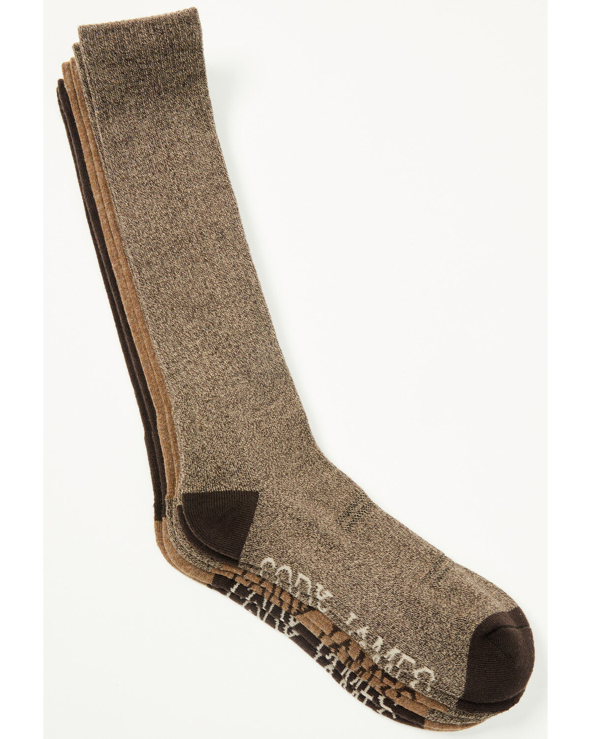 Cody James Men's Basic Crew Socks - 3 Pack, Brown, hi-res