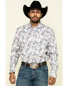 Cody James Core Men's Rodeo Drive Large Paisley Print Long Sleeve Western Shirt , White, hi-res