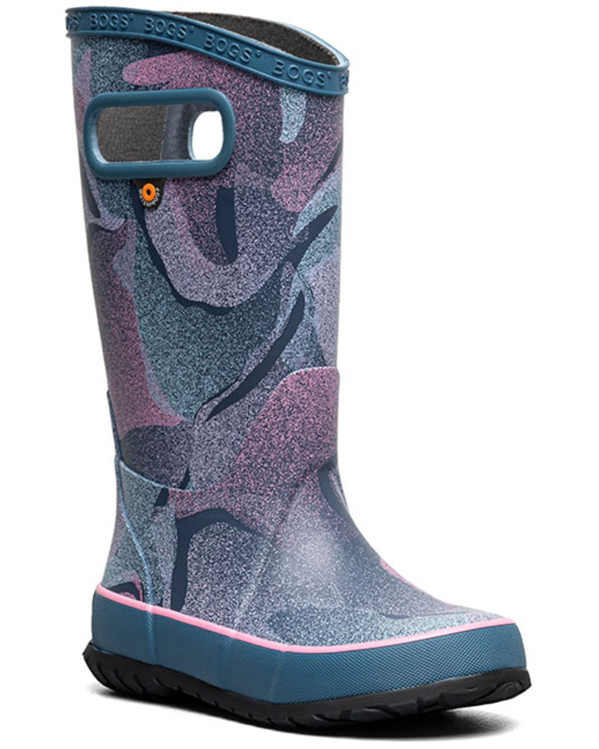 Image #1 - Bogs Girls' Abstract Shapes Rain Boots - Round Toe, Indigo, hi-res