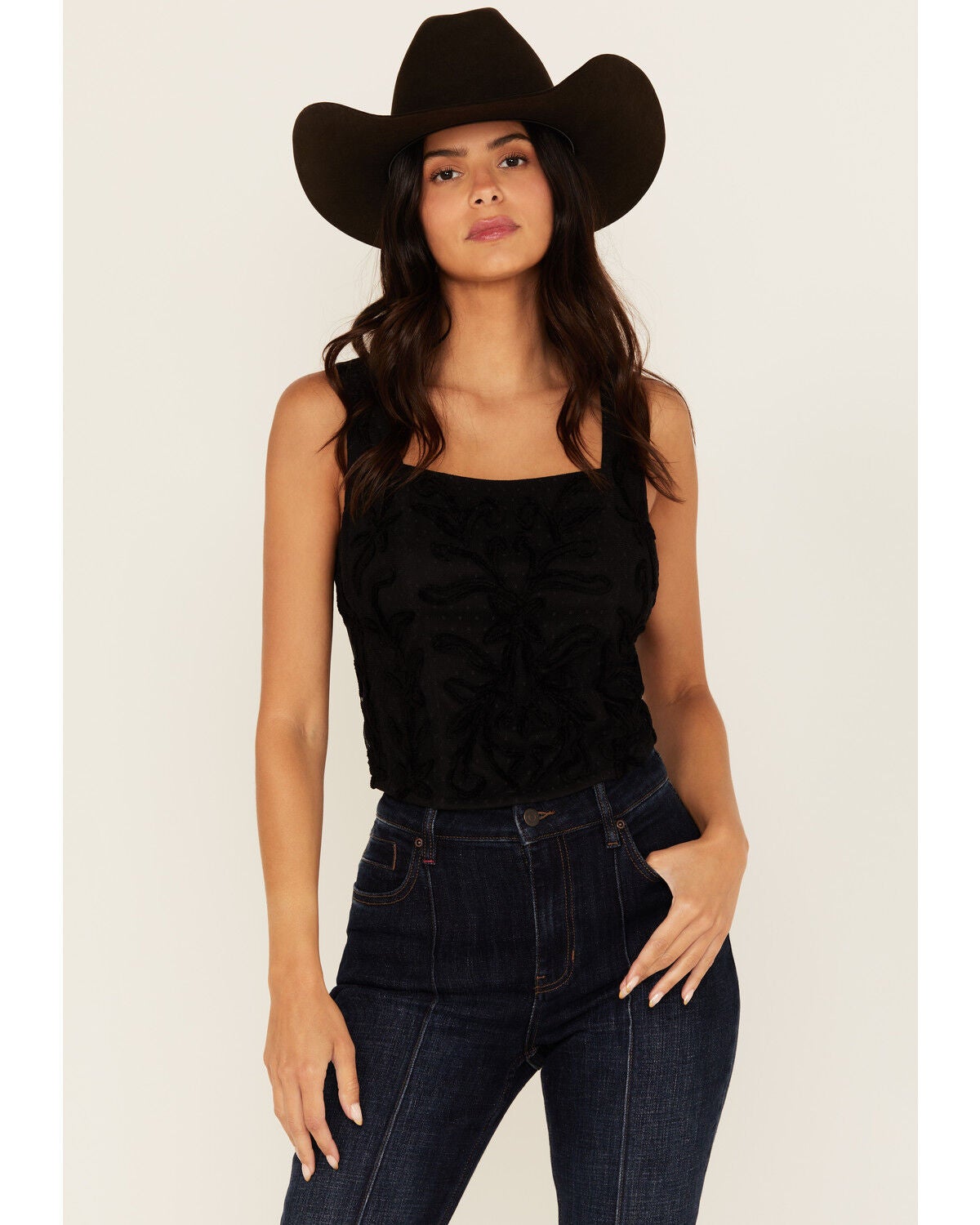 Idyllwind Women's Tigerbelle Soutache Lace Sleeveless Top, Black, hi-res