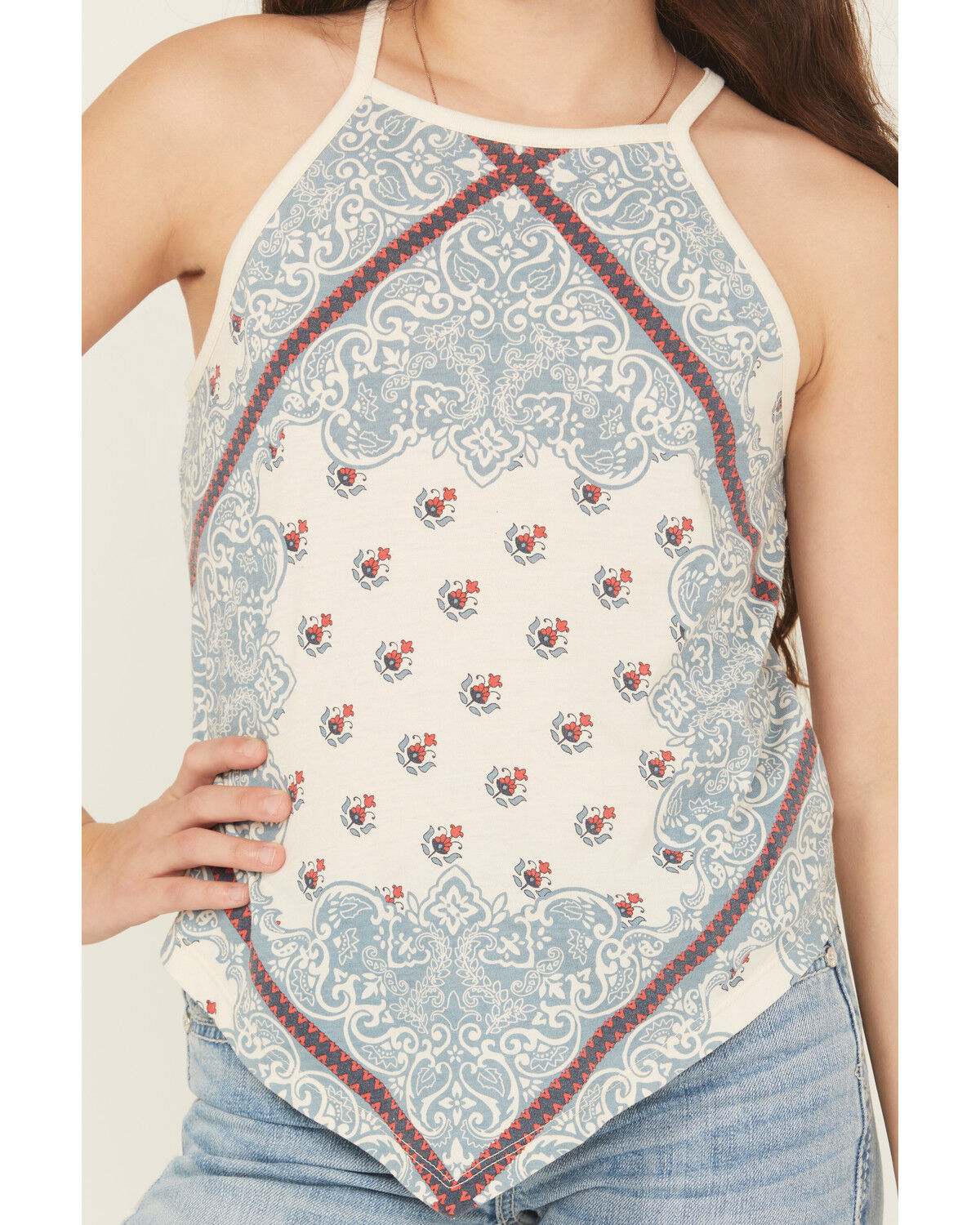 Image #3 - Rock & Roll Denim Girls' Scarf Print Tank, Natural, hi-res
