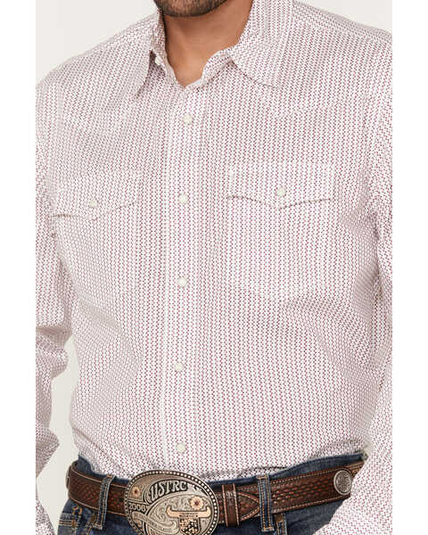 Image #3 - Wrangler 20x Men's Geo Print Long Sleeve Stretch Pearl Snap Western Shirt, Pink, hi-res