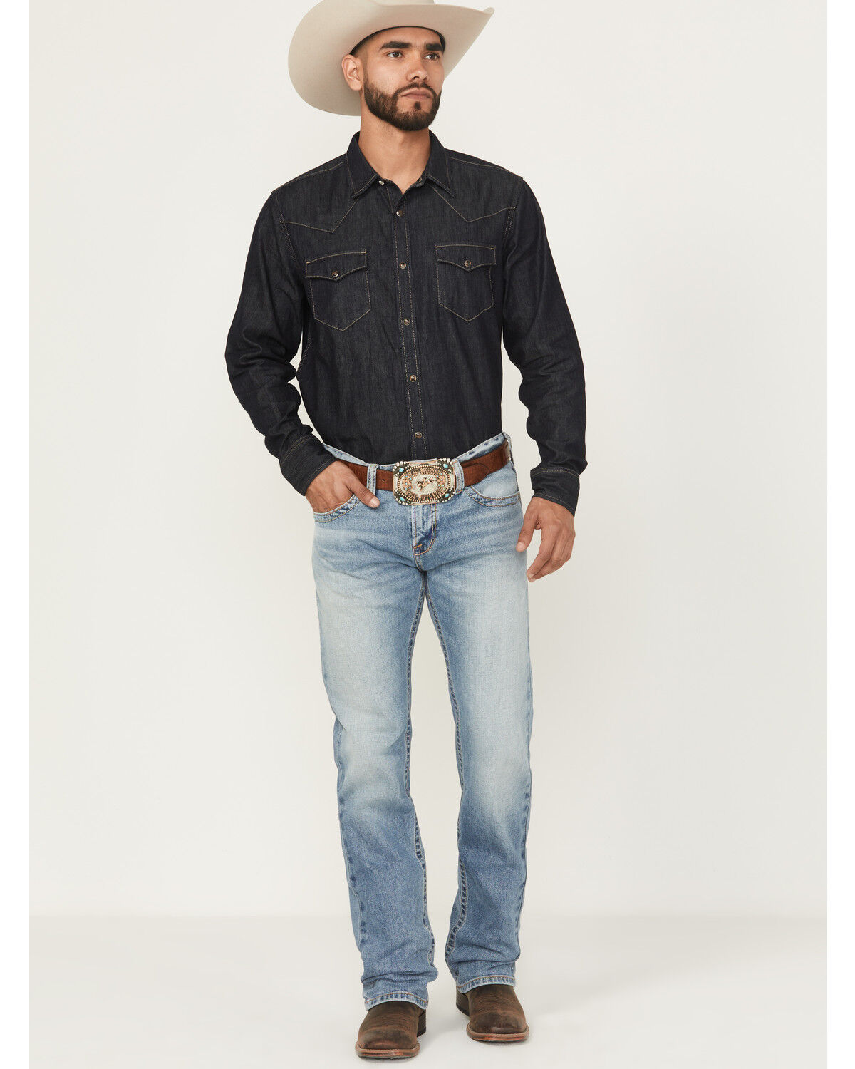 Image #1 - Ariat Men's M7 Cade Tustin Light Wash Slim Straight Stretch Denim Jeans, Light Wash, hi-res