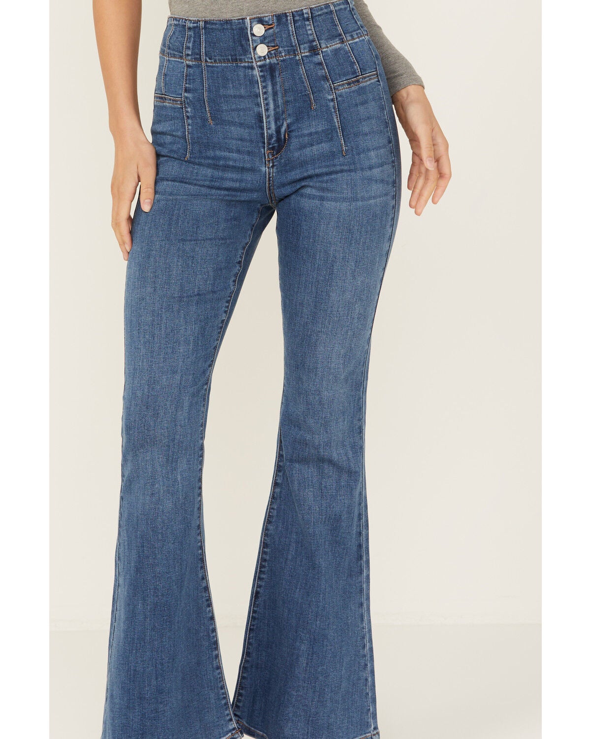 Image #2 - Sneak Peek Women's Dark Wash Pull-On Stretch Flare Jeans, , hi-res