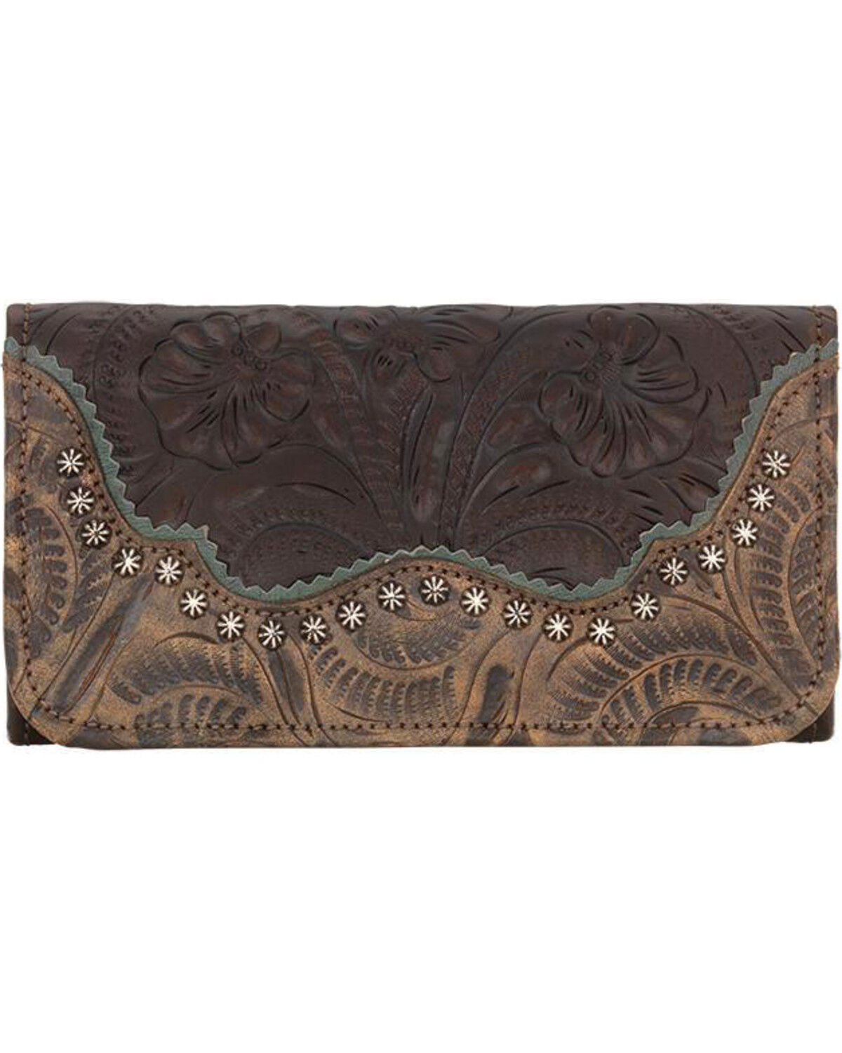 Image #1 - American West Women's Saddle Ridge Tri-Fold Wallet, Chocolate, hi-res
