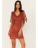 Image #2 - Idyllwind Women's Lady Bird Faux Suede Fringe Muscle Sleeve Mini Dress, Pecan, hi-res