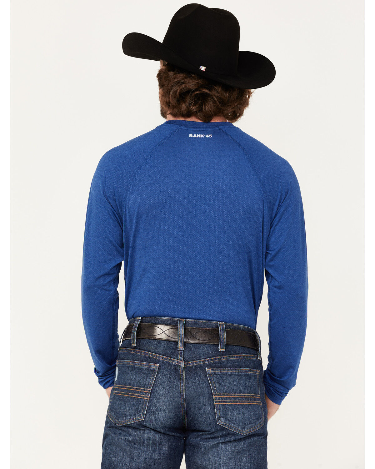 Image #4 - RANK 45® Men's Tornado Solid Performance Long Sleeve T-Shirt, Blue, hi-res