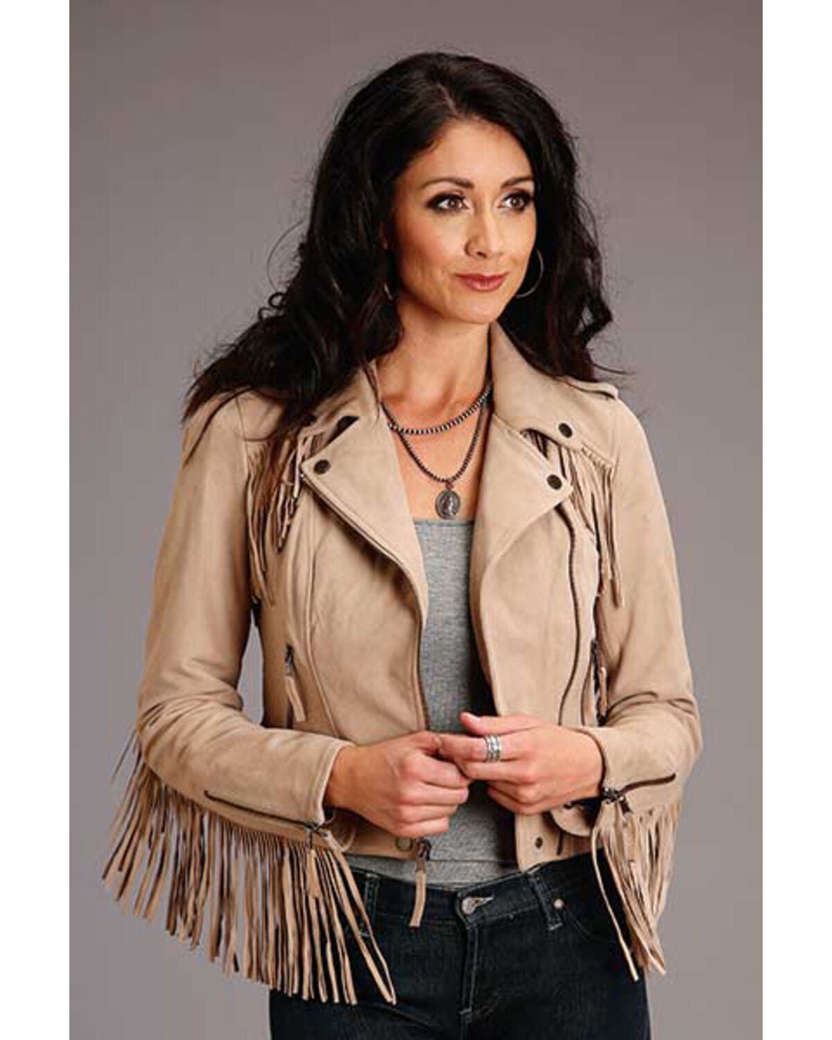tan suede fringe jacket
