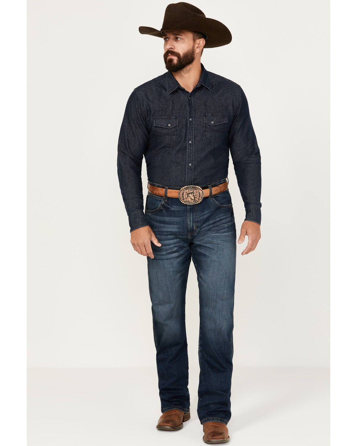 Image #1 - Wrangler Retro Men's Dellwood Medium Wash Relaxed Bootcut Stretch Denim Jeans - Tall, Medium Wash, hi-res