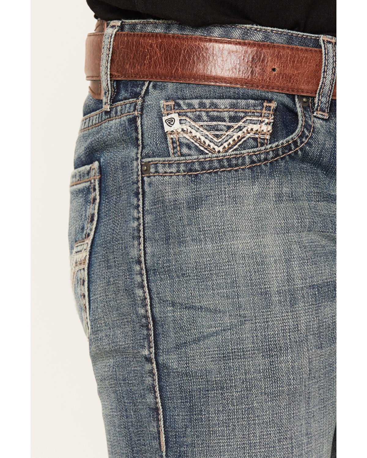 Image #2 - Rock & Roll Denim Men's Double Barrel Medium Wash Relaxed Bootcut Denim Jeans, Medium Wash, hi-res