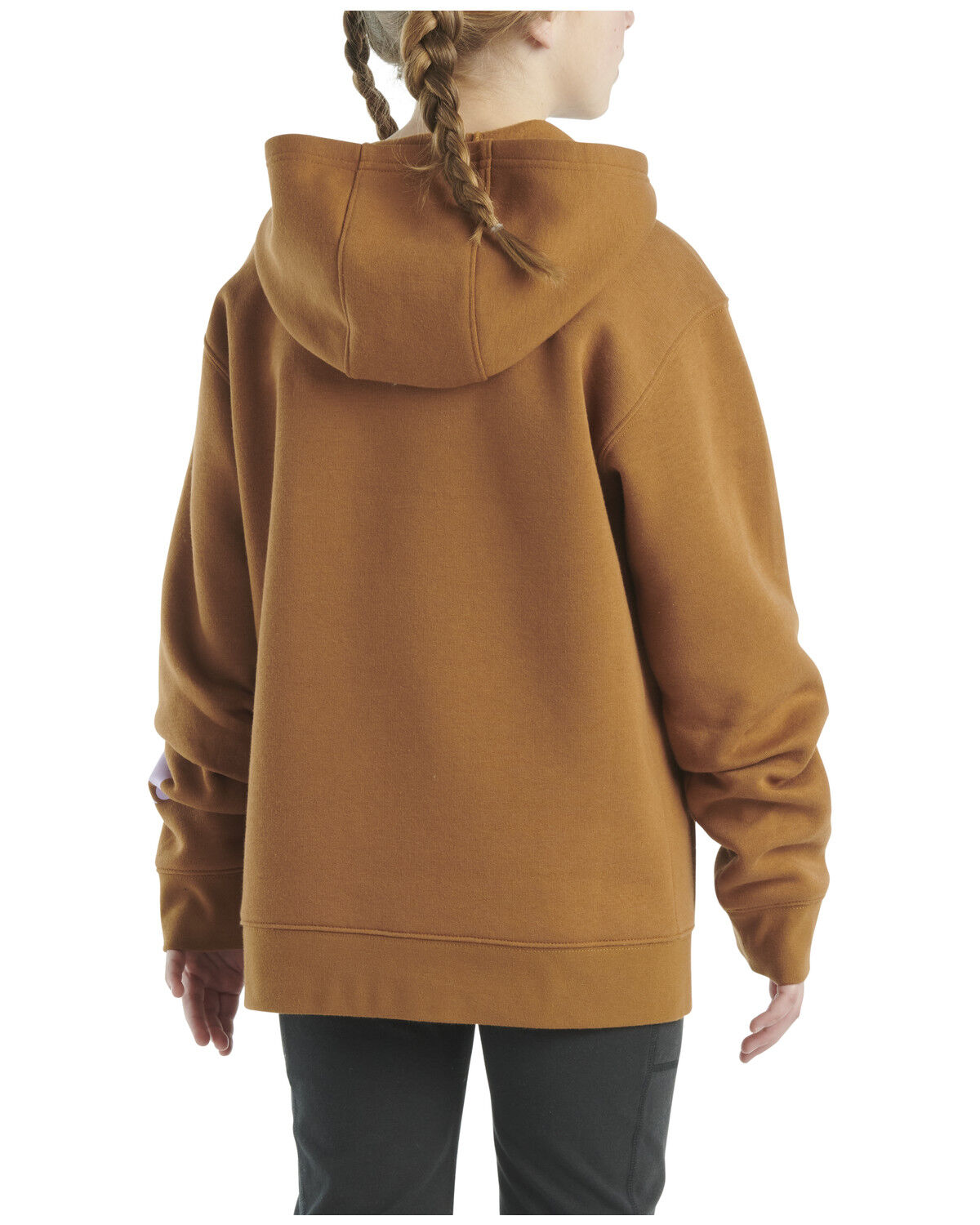 Image #3 - Carhartt Girls' Logo Graphic Hoodie, Brown, hi-res