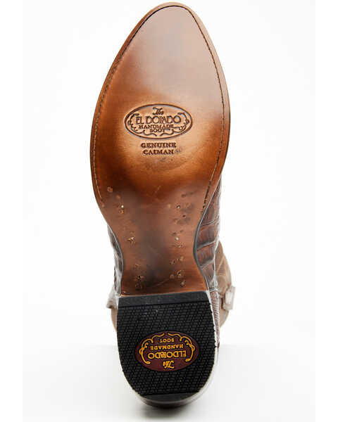 Image #7 - El Dorado Men's Exotic Caiman Western Boots - Medium Toe , Brass, hi-res