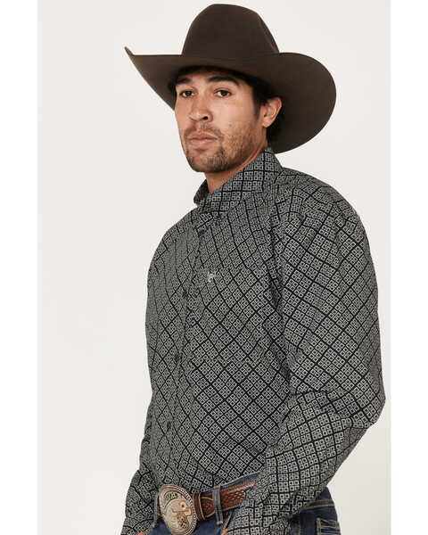 Image #2 - Cowboy Hardware Men's Wild Gem Geo Print Long Sleeve Button Down Western Shirt, Black, hi-res