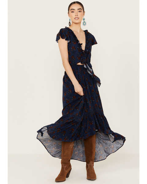 Beyond The Radar Women's Print Picnic Dress, Navy, hi-res