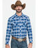 Rock & Roll Denim Men's Blue Dobby Plaid Long Sleeve Western Shirt , Blue, hi-res