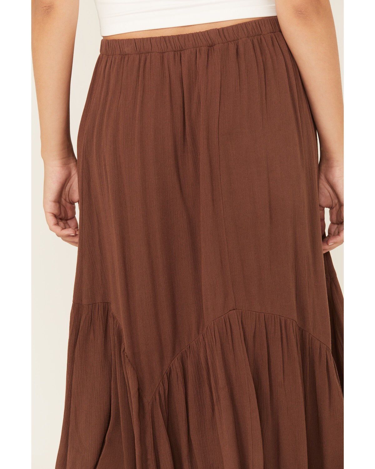 Image #4 - Originality Women's Handkerchief Hem Midi Skirt, Brown, hi-res