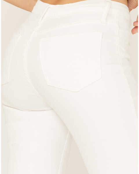 Image #4 - Saints & Hearts Women's High Rise Embroidered Slit Flare Jeans, White, hi-res