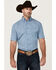 Image #1 - George Strait by Wrangler Men's Paisley Print Short Sleeve Stretch Western Shirt, Blue, hi-res