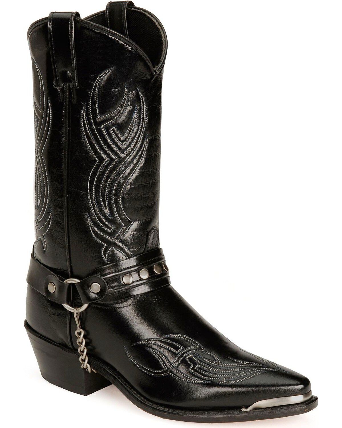 Image #1 - Sage by Abilene Studded Harness Boots - Snip Toe, Black, hi-res