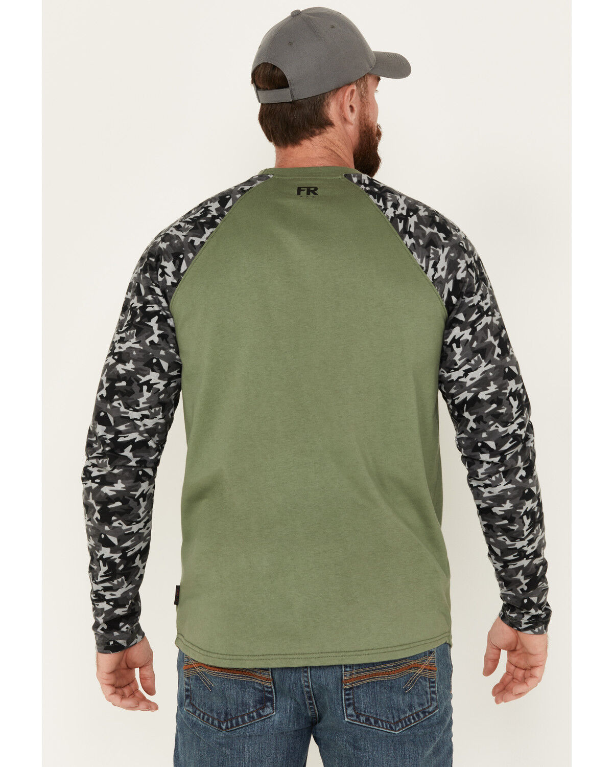 Image #4 - Cody James Men's FR Color Block Baseball Work T-Shirt, Olive, hi-res