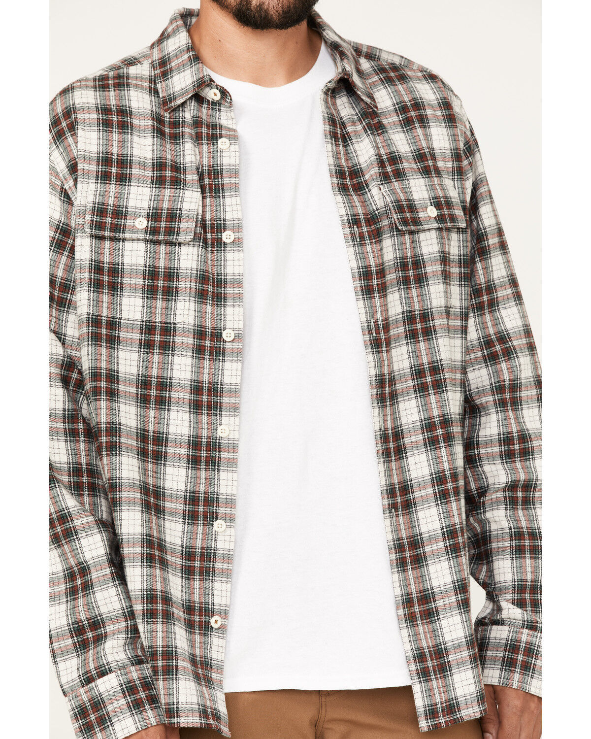 Image #3 - Brothers and Sons Men's Everyday Plaid Long Sleeve Button Down Western Flannel Shirt, Sand, hi-res