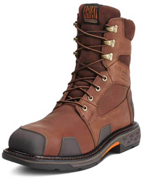 Image #1 - Ariat Men's Overdrive 8" Lace-Up Work Boots - Composite Toe, Chestnut, hi-res