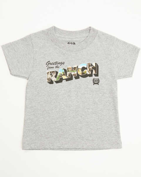 Image #1 - Cinch Toddler Boys' Greetings From The Ranch Logo Graphic T-Shirt, Heather Grey, hi-res