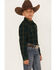 Image #2 - Cody James Boys' Plaid Print Long Sleeve Snap Western Flannel Shirt, Olive, hi-res
