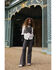 Image #1 - Idyllwind Women's Annex Herringbone Revel Mid Rise Stretch Trouser Pants, Black, hi-res