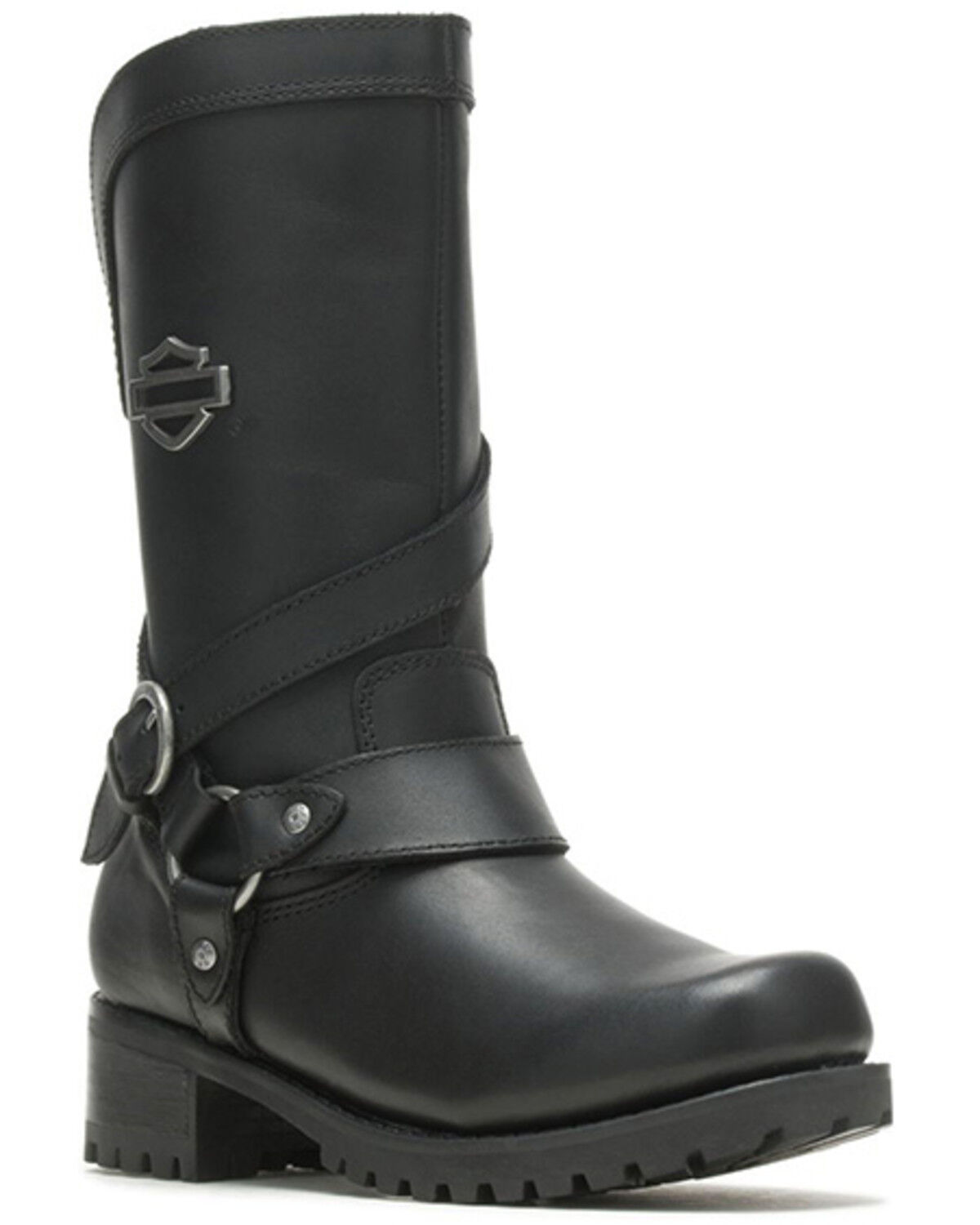 Image #1 - Harley Davidson Women's 9.5" Amber Motorcycle Boots - Round Toe, Black, hi-res