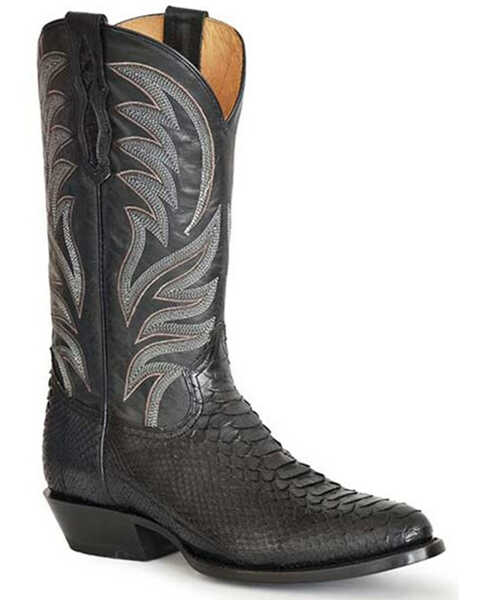 Roper Men's Peyton Python Exotic Western Boots - Round Toe , Black, hi-res