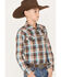 Image #2 - Cody James Boys' Bull Dobby Long Sleeve Snap Western Shirt, Dark Brown, hi-res