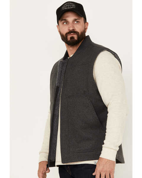 Image #2 - Brothers and Sons Men's Buffalo Check Wool Zip Vest, Charcoal, hi-res
