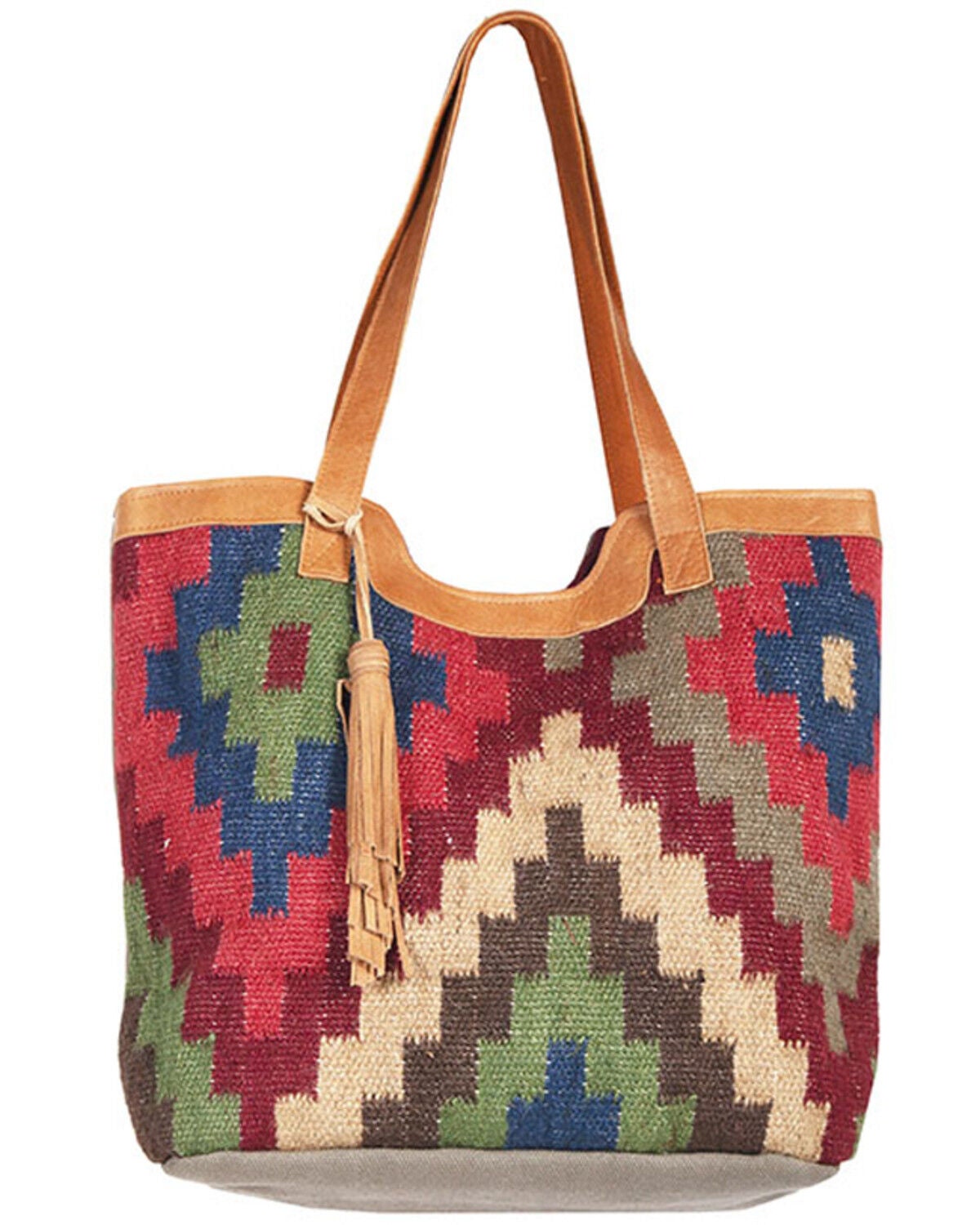 Scully Women's Southwestern Wool Tote Bag, Orange, hi-res