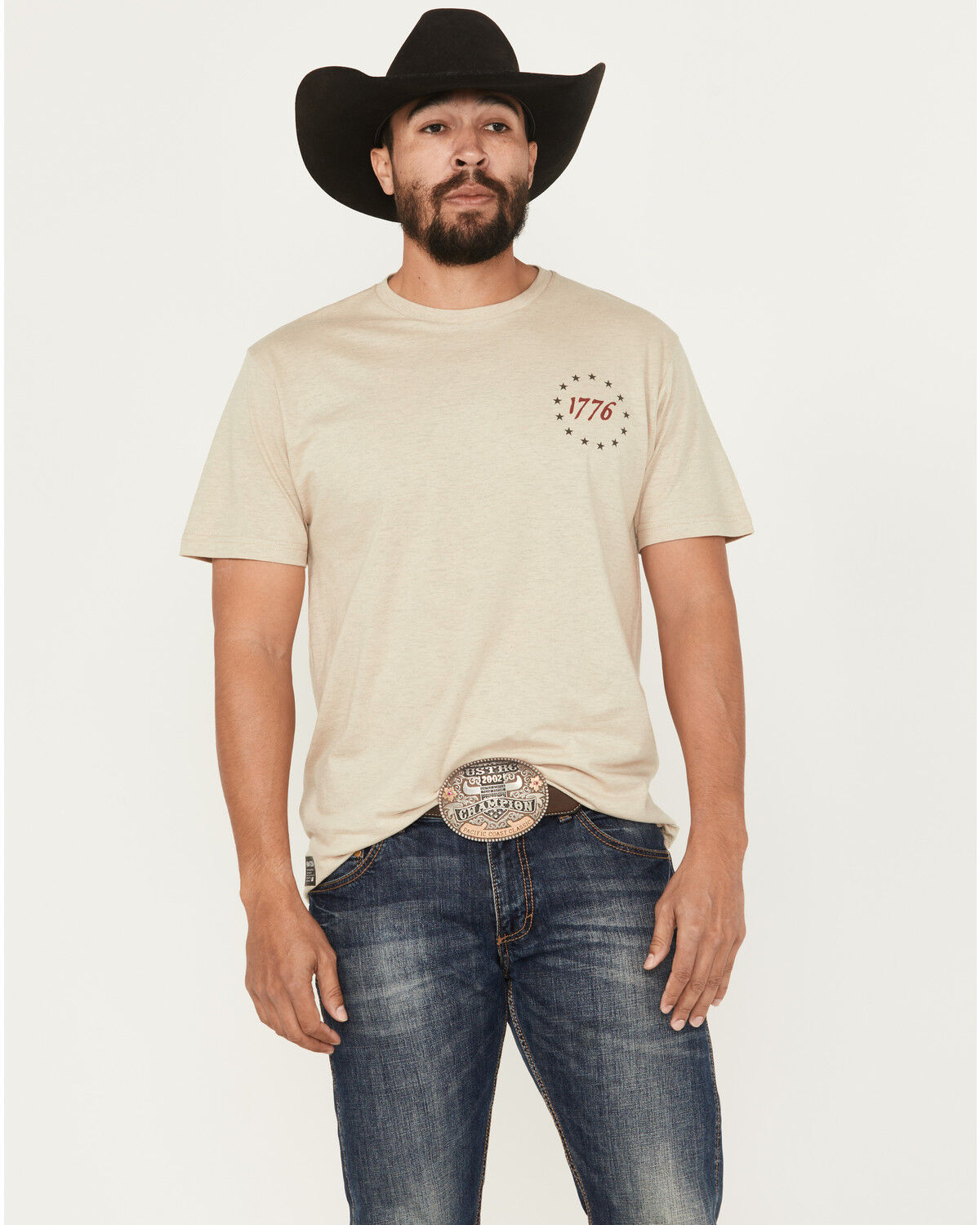 Image #2 - Howitzer Men's Blue Collar Eagle Short Sleeve Graphic T-Shirt, Oatmeal, hi-res