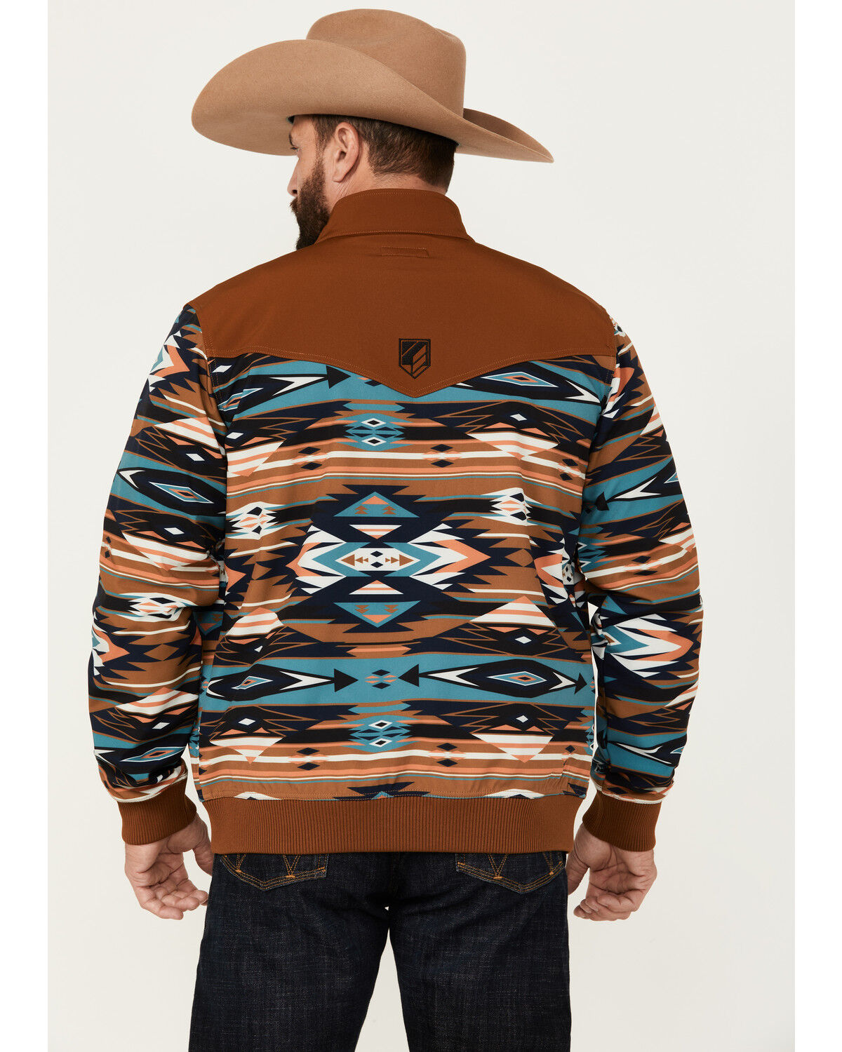 Image #4 - RANK 45® Men's Southwestern Print Bomber Softshell Jacket, Rust Copper, hi-res