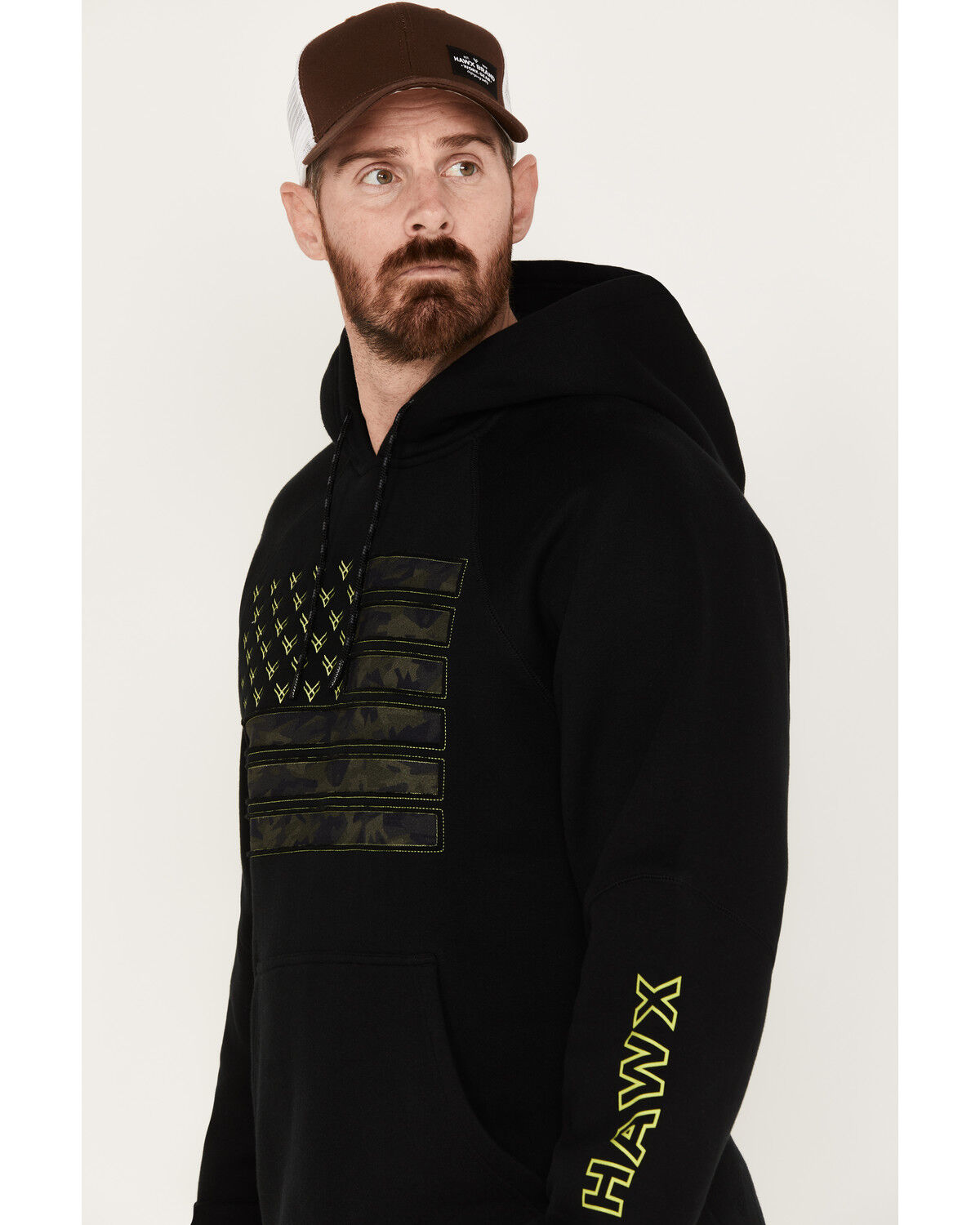 Image #2 - Hawx Men's Camo Flag Graphic Fleece Hooded Sweatshirt, Black, hi-res
