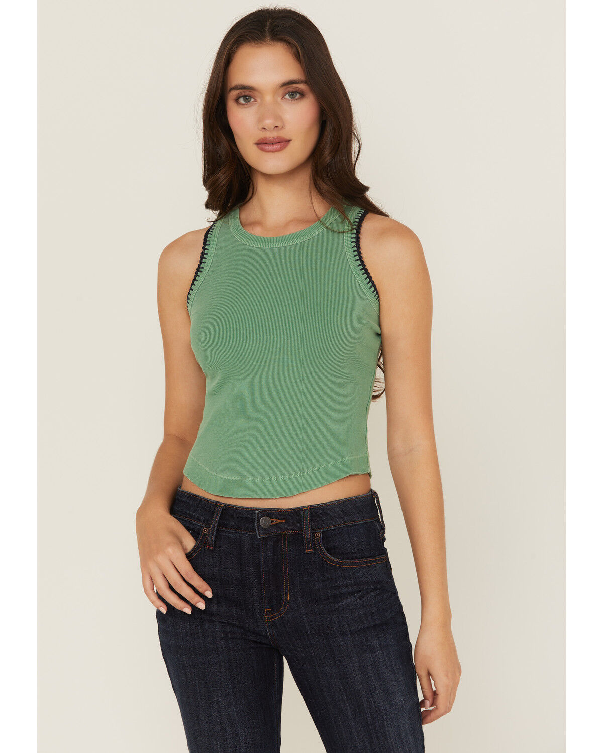 Image #1 - Cleo + Wolf Women's Solid Tank Top, Green, hi-res