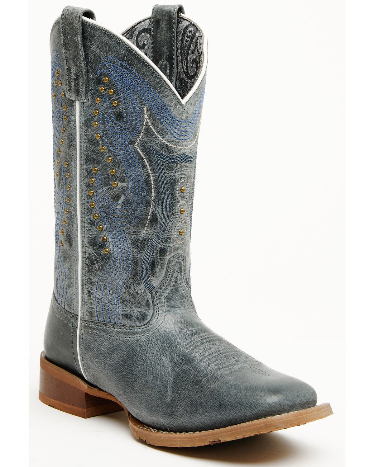 Laredo Women's Chic Performance Western Boots - Broad Square Toe, Blue, hi-res