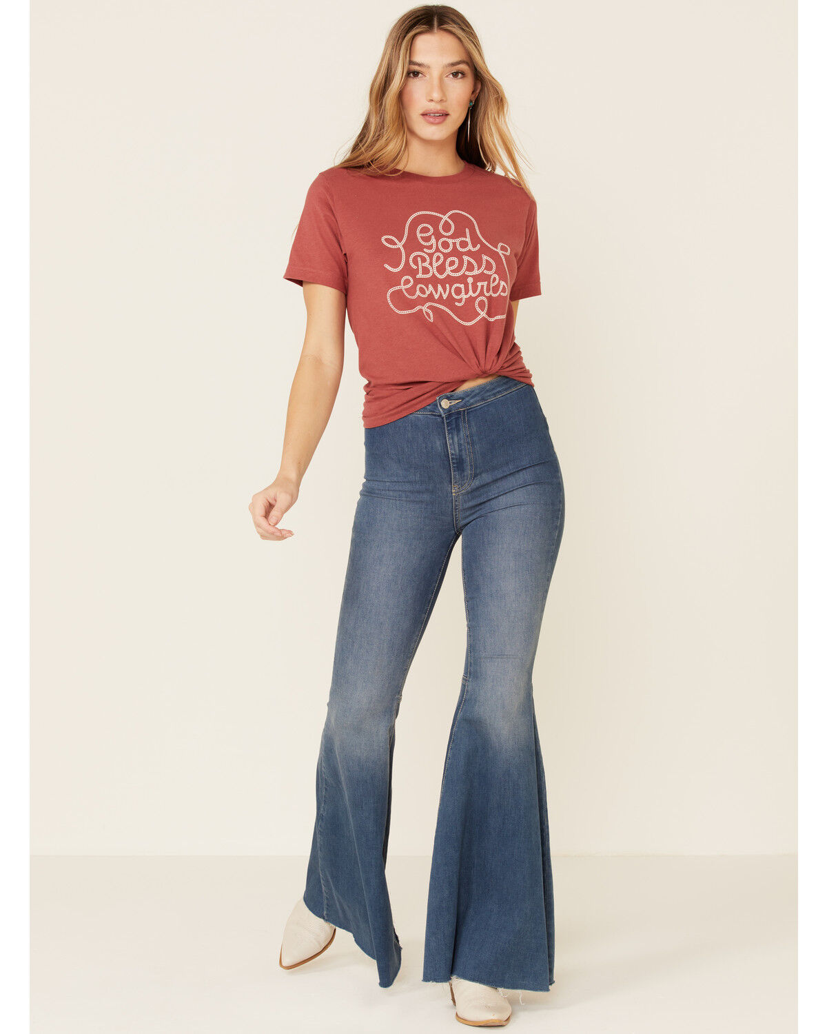 Image #2 - Ali Dee Women's God Bless Cowgirls Graphic Tee, Rust Copper, hi-res