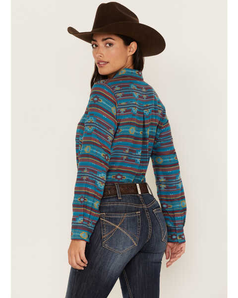 Image #4 - Ariat Women's R.E.A.L. Southwestern Print Billie Rae Long Sleeve Button-Down Western Shirt, , hi-res